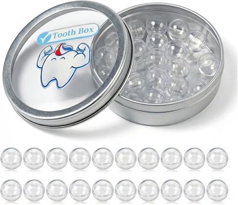 Metal Box with 20 Pcs Transparent Teeth Storage, Baby Teeth Keepsake, Tooth Holders for Kids Keepsake, Child Tooth Keepsake Box, Tooth Keepsake Box For Boys & Girls (Mr.Tooth) in Kuwait