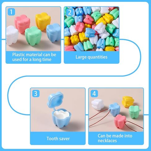 50Pcs Baby Teeth Keepsake Box Multicolor Tooth Fairy Tooth Holder Plastic Baby Teeth Box for Boys Girls Kids Keepsake, Goodie Bag Fillers, Party Favor, Dentist Office in Kuwait