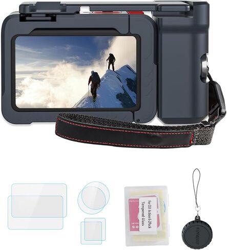 YETAKKR Camera Protection Kit for DJI OSMO Action 6 Aluminum Grip Set - 11-Piece Bundle: Street Photography Handle + Protective Cage + 9H Screen Protector + Wrist Strap Bundle Accessories in Kuwait