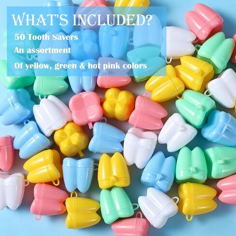 50Pcs Baby Teeth Keepsake Box Multicolor Tooth Fairy Tooth Holder Plastic Baby Teeth Box for Boys Girls Kids Keepsake, Goodie Bag Fillers, Party Favor, Dentist Office in Kuwait