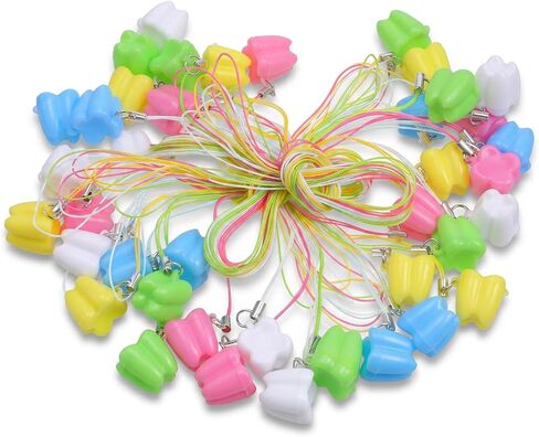 40 Pcs Tooth Saver Necklaces for Lost Teeth Organizer, Milk Teeth Storage Cases, Kids Tooth Holder Keepsake Colorful Toothes Fairy Box for Children Party Favor and School Classroom Supply in Kuwait