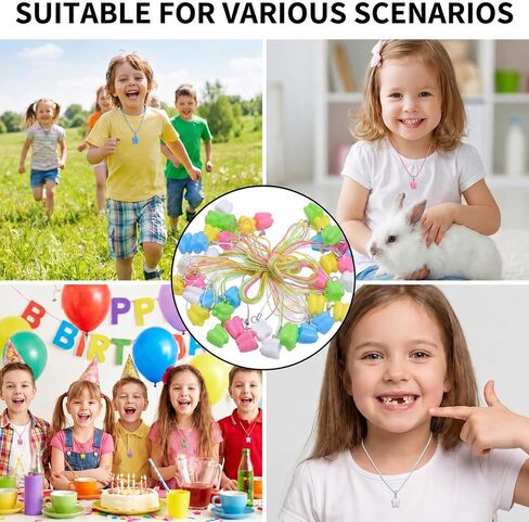 40 Pcs Tooth Saver Necklaces for Lost Teeth Organizer, Milk Teeth Storage Cases, Kids Tooth Holder Keepsake Colorful Toothes Fairy Box for Children Party Favor and School Classroom Supply in Kuwait