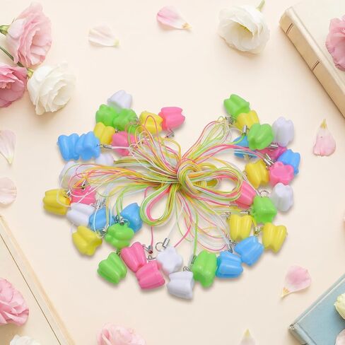 40 Pcs Tooth Saver Necklaces for Lost Teeth Organizer, Milk Teeth Storage Cases, Kids Tooth Holder Keepsake Colorful Toothes Fairy Box for Children Party Favor and School Classroom Supply in Kuwait