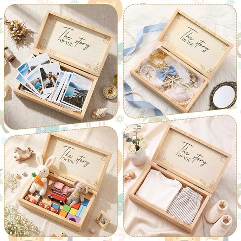 CroBlissful Wooden Baby Memories Keepsake Box with Safari Jungle Animals Boys or Girls Memory Photos First Year Treasure Storage Box Gift for Newborn Parents Baptismal Baby Shower Birthday Organizer in Kuwait