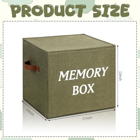 Baby Keepsake Box 17 x 13 x 13 Inch Sage Green Memory Keepsake Box Large Decorative Storage Organizer for Baby Shower Anniversary Newborn Baptismal Birthday Travel Memories Gift in Kuwait