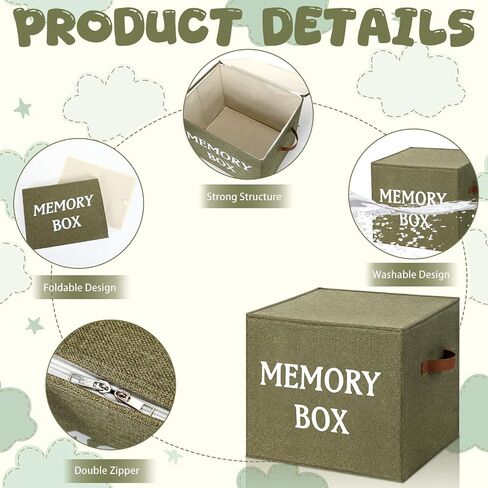Baby Keepsake Box 17 x 13 x 13 Inch Sage Green Memory Keepsake Box Large Decorative Storage Organizer for Baby Shower Anniversary Newborn Baptismal Birthday Travel Memories Gift in Kuwait