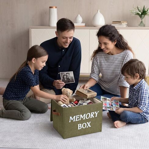 Baby Keepsake Box 17 x 13 x 13 Inch Sage Green Memory Keepsake Box Large Decorative Storage Organizer for Baby Shower Anniversary Newborn Baptismal Birthday Travel Memories Gift in Kuwait