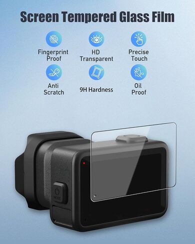 9 Pack Screen and Lens Protector Compatible with GoPro MISSION 1 Pro/MISSION 1, 3 Tempered Glass Rear Screen Films, 3 Tempered Glass Lens Covers,3 PET Front Screen Films, HD Clear Anti-Scratch in Kuwait
