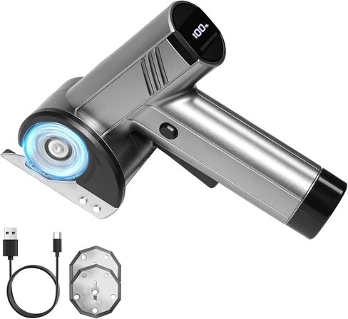 2026 New Cordless Electric Scissors,4.2V Electric Cardboard Cutter with LED Display,Rechargeable Powerful Electric Box Cutter Rotary Cutter Tool with 3 Blades for Box, Fabric, Leather, Craft (Silver) | Powerful & Versatile Cutting&LED Display&Four speed s in Kuwait