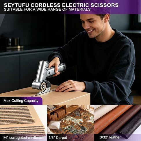 2026 New Cordless Electric Scissors,4.2V Electric Cardboard Cutter with LED Display,Rechargeable Powerful Electric Box Cutter Rotary Cutter Tool with 3 Blades for Box, Fabric, Leather, Craft (Silver) | Powerful & Versatile Cutting&LED Display&Four speed s in Kuwait