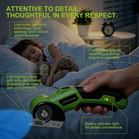 Cardboard Cutter, 4V Rechargeable Cordless Electric Scissors with 2 Blades, Safety Lock & LED Light, Electric Box Cutter for Thick Cardboard, Fabric, Plastic, Leather（Green） in Kuwait