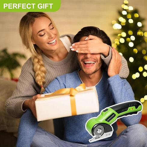 Cardboard Cutter, 4V Rechargeable Cordless Electric Scissors with 2 Blades, Safety Lock & LED Light, Electric Box Cutter for Thick Cardboard, Fabric, Plastic, Leather（Green） in Kuwait
