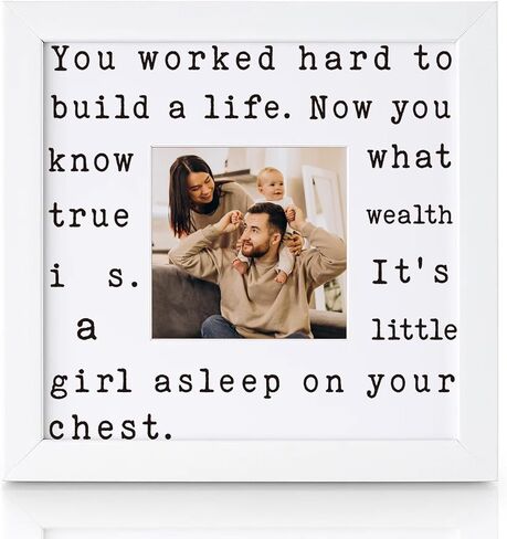 THYGIFTREE Girl Dad Gifts for New Dad - First Time Dad Gifts from Wife, Sentimental True Wealth Picture Frame for Husband, Meaningful Push Present, New Parents in Kuwait