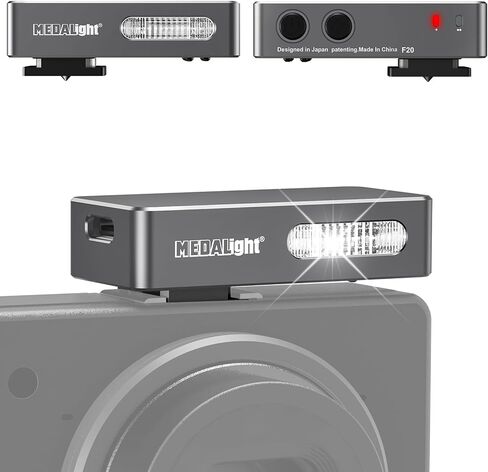 MEDALight F20 Mini Camera Flash for GR IV,Aluminum Hot Shoe Speedlite Compatible for RICOH GR IV/GR 3/GR 3X,6200K,2 Power Levels Portable Manual Flash(Grey). in Kuwait