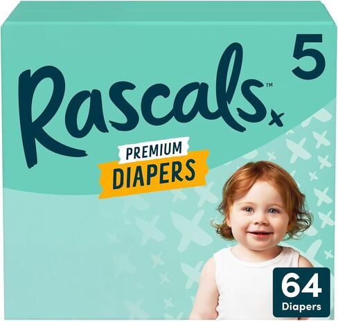 Rascals Premium Absorbent Baby Diapers with Deep Pocket and Triple Leak Guards for Blowout Protection (3-88ct) in Kuwait