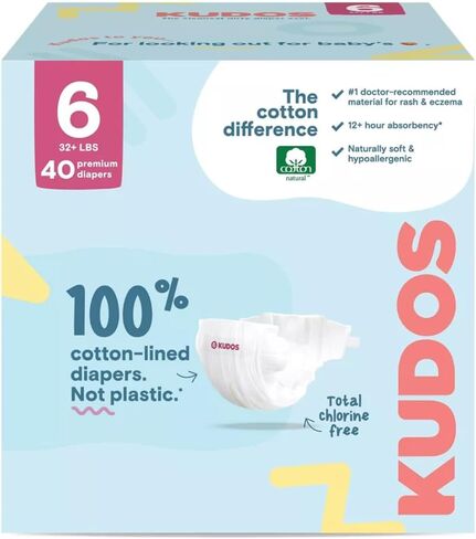 Kudos Size 2 Cotton-Lined Disposable Baby Diapers, 66 Count, Ultra Absorbent Baby Diapers, Soft Comfort, Gentle Materials, Secure Fit for Sensitive Skin in Kuwait