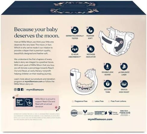 Generic Milli Moon Luxury Diapers, Size (4-120) ct Pak of 1 in Kuwait