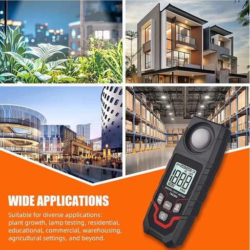 Digital Illuminance Light Meter, 0-200,000 Range Lux Meter, Ambient Temperature Measurer, 120°Angle, Intensity Brightness Measurement Tool for Indoor Outdoor Grow Plants in Kuwait