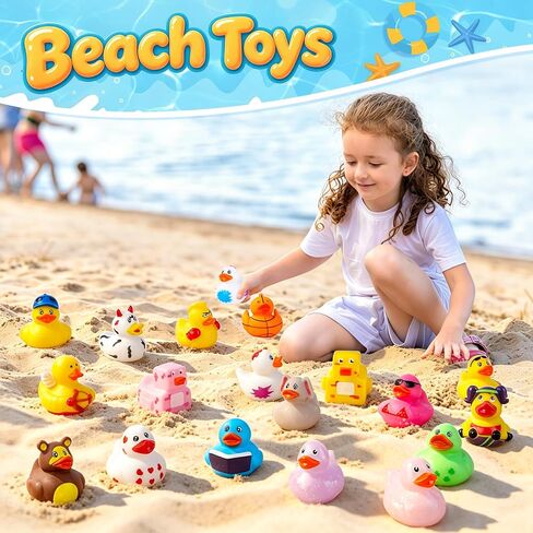 32 Pcs Rubber Ducks, Random Assortment Ducks Bulk for Jeeps Ducking, 2" Mini Rubber Duckies for Baby Toddler Bath Toys, Kids Pool Toys Birthday Gifts Party Favors in Kuwait