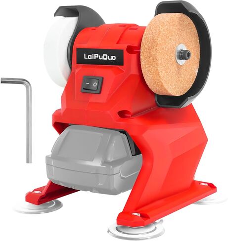 Cordless Mini Bench Grinder Polisher Compatible with Milwaukee 18V Battery,Dual Grinding Wheels，5500 RPM Household Grinding Wheels for Sharpen Knives,Rust Removal,Drills,polishing(No Battery) in Kuwait