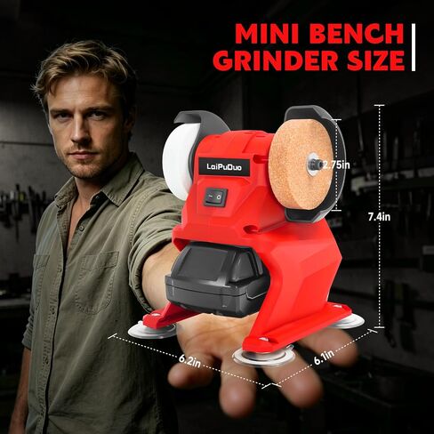 Cordless Mini Bench Grinder Polisher Compatible with Milwaukee 18V Battery,Dual Grinding Wheels，5500 RPM Household Grinding Wheels for Sharpen Knives,Rust Removal,Drills,polishing(No Battery) in Kuwait