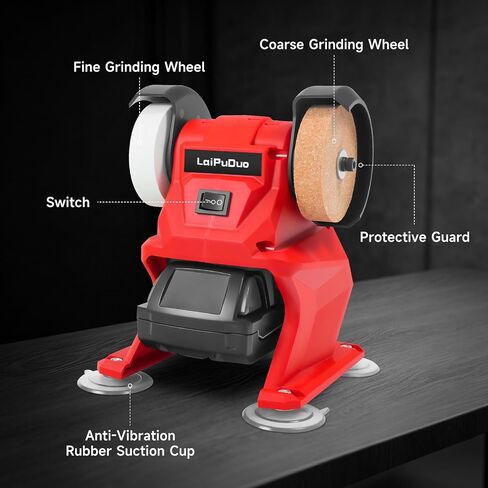 Cordless Mini Bench Grinder Polisher Compatible with Milwaukee 18V Battery,Dual Grinding Wheels，5500 RPM Household Grinding Wheels for Sharpen Knives,Rust Removal,Drills,polishing(No Battery) in Kuwait