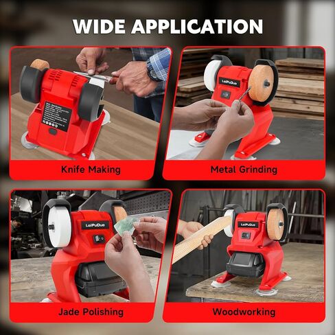 Cordless Mini Bench Grinder Polisher Compatible with Milwaukee 18V Battery,Dual Grinding Wheels，5500 RPM Household Grinding Wheels for Sharpen Knives,Rust Removal,Drills,polishing(No Battery) in Kuwait