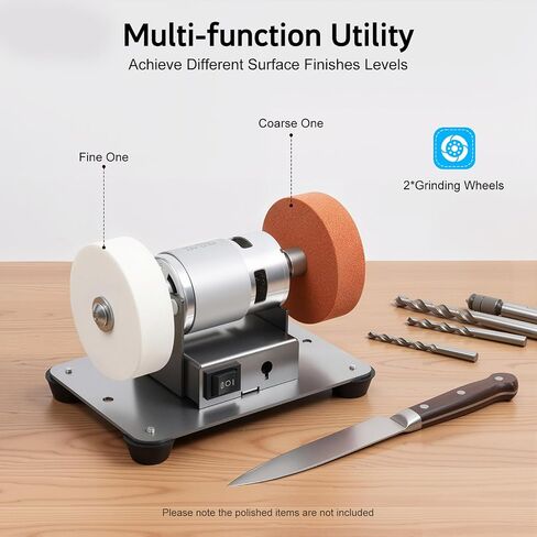 Variable Speed Bench Grinder, 6 Inch Bench Grinder Stand - Power Bench Grinders, 7-Speed Table Grinder with Forward/Reverse Switch, 2 Grinding Wheels, For Metal Grinding/Sharpening in Kuwait