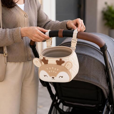 Juju Deer Stroller Catch Pouch - Clip On Quilted Travel Catcher with Silicone Rim and Adjustable Straps in Kuwait