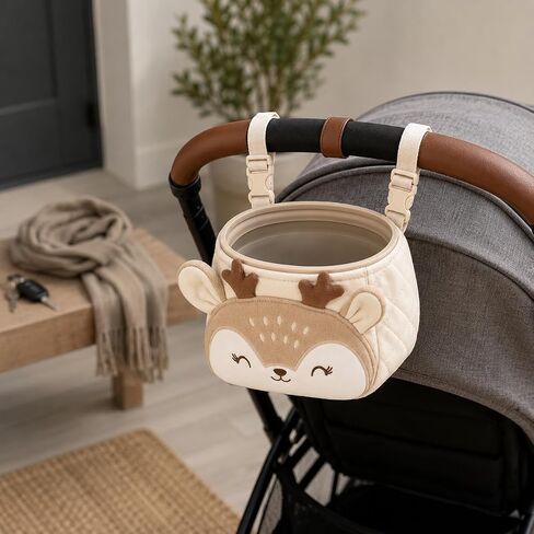 Juju Deer Stroller Catch Pouch - Clip On Quilted Travel Catcher with Silicone Rim and Adjustable Straps in Kuwait