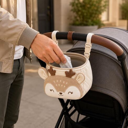 Juju Deer Stroller Catch Pouch - Clip On Quilted Travel Catcher with Silicone Rim and Adjustable Straps in Kuwait