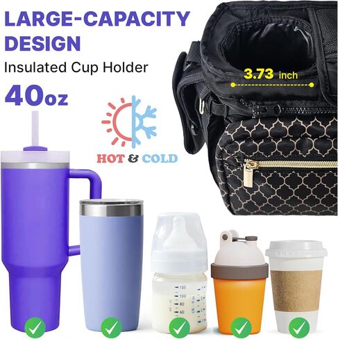 Stroller Organizer with Cup Holders – 9-in-1 Universal Baby Stroller Caddy with Large Pockets, Detachable Pouch & Pacifier Bag, Hooks & Adjustable Reflective Straps, Fits Most Strollers. in Kuwait