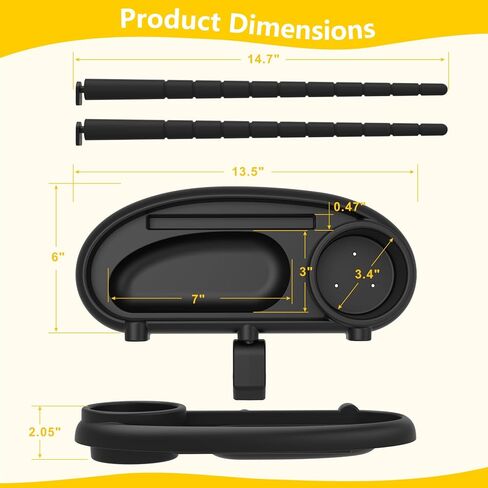 Universal Stroller Snack Tray with Cup Holder, Secure 3-Point Lock Design, Flexible Silicone Grips & Removable Snack Surface for Toddler Drinks, Snacks and Bottles in Kuwait