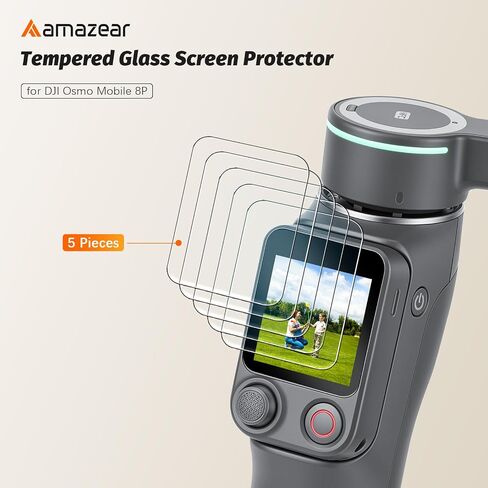 AMAZEAR Screen Protector for DJI Osmo Mobile 8 Pro Accessories (5 Pack), Tempered Glass Protective Cover OLED Display for OM 8P FrameTap Remote Control, Ultra HD, 9H Hardness, Scratch Resistant in Kuwait