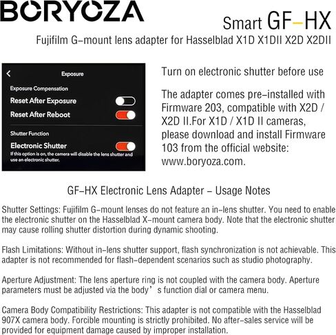 Smart GF-HX Auto Focus Adapter Compatible with Fujifilm G Mount Lens to hasselblad X1D X1DII X2D X2DII in Kuwait