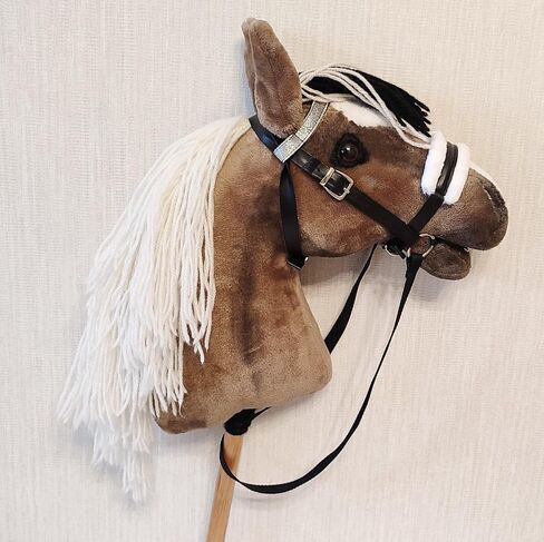 Hobby Horse Brown A3 with Bridle and Red Halter - Realistic Chestnut Hobbyhorse for Kids 4-12 Years in Kuwait