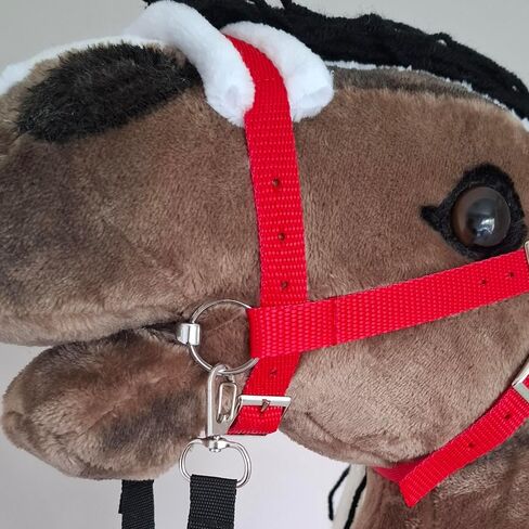 Hobby Horse Brown A3 with Bridle and Red Halter - Realistic Chestnut Hobbyhorse for Kids 4-12 Years in Kuwait