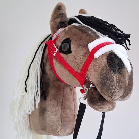 Hobby Horse Brown A3 with Bridle and Red Halter - Realistic Chestnut Hobbyhorse for Kids 4-12 Years in Kuwait