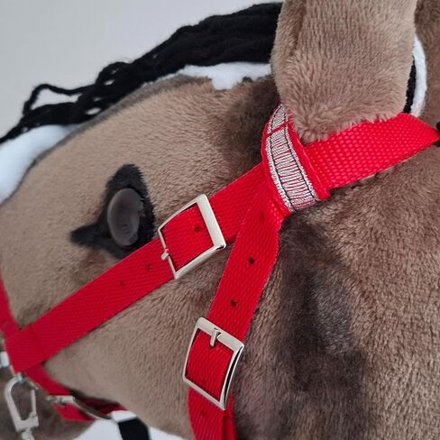 Hobby Horse Brown A3 with Bridle and Red Halter - Realistic Chestnut Hobbyhorse for Kids 4-12 Years in Kuwait