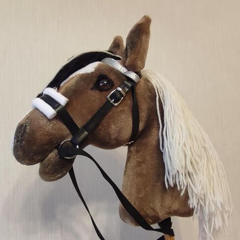 Hobby Horse Brown A3 with Bridle and Red Halter - Realistic Chestnut Hobbyhorse for Kids 4-12 Years in Kuwait