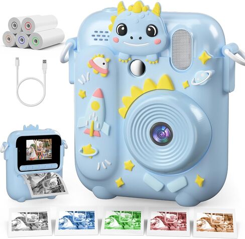 Instant Print Camera for Kids, 1080P Kids Digital Camera Prints in 5 Colors | Christmas Birthday Gifts for Girls Boys Age 3-12, 2.4" Selfie Camera Toys with Silicone Cover & Print Paper- Pink in Saudi Arabia