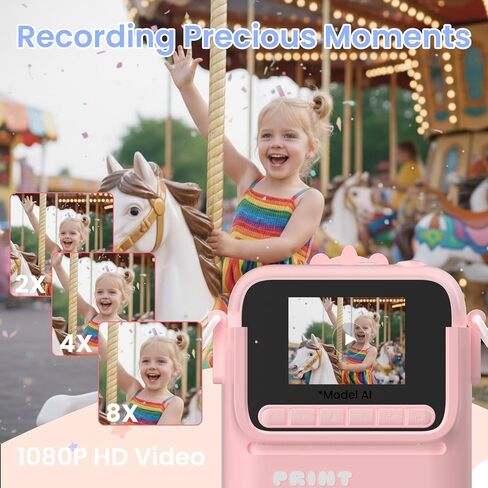 Instant Print Camera for Kids, 1080P Kids Digital Camera Prints in 5 Colors | Christmas Birthday Gifts for Girls Boys Age 3-12, 2.4" Selfie Camera Toys with Silicone Cover & Print Paper- Pink in Saudi Arabia