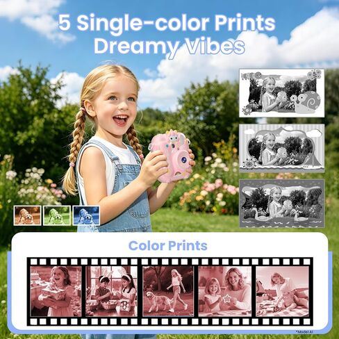 Instant Print Camera for Kids, 1080P Kids Digital Camera Prints in 5 Colors | Christmas Birthday Gifts for Girls Boys Age 3-12, 2.4" Selfie Camera Toys with Silicone Cover & Print Paper- Pink in Saudi Arabia