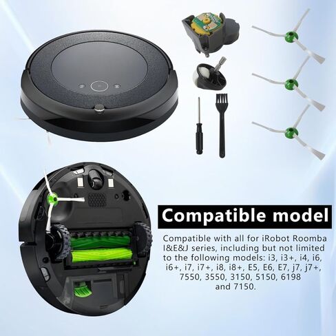 Xspeedonline Side Brush Motor Module Replacement Kit with 2 Pack Brushes and Front Caster Wheel Compatible for i-Robot Roomba I&E&J Series E5, E6, E7, j7, j7+, 7550, 3550, 3150, 5150, 6198, 7150 in Kuwait