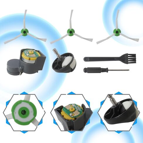 Xspeedonline Side Brush Motor Module Replacement Kit with 2 Pack Brushes and Front Caster Wheel Compatible for i-Robot Roomba I&E&J Series E5, E6, E7, j7, j7+, 7550, 3550, 3150, 5150, 6198, 7150 in Kuwait