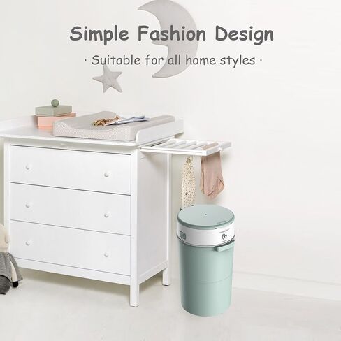 Bellababy Diaper Pail, Upgrade Baby Diaper Bin with Double Odor Locking, Includes 4 Refills (270 inches/pcs), Compact Design for Nursery, Green in Kuwait