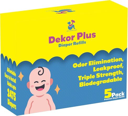 Diaper Pail Refills Compatible with Dekor PLUS, 5 Pack in Kuwait