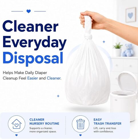 OFTY Diaper Pail Refills Compatible with Dekor Classic, 6 Pack Baby Powder Scent Continuous Disposal Bags, 32.8 ft Rolls, Holds Up to 2,970 Newborn Diapers in Kuwait