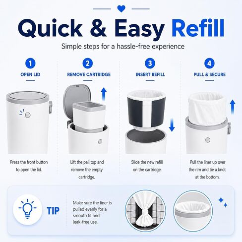 OFTY Diaper Pail Refills Compatible with Dekor Classic, 6 Pack Baby Powder Scent Continuous Disposal Bags, 32.8 ft Rolls, Holds Up to 2,970 Newborn Diapers in Kuwait