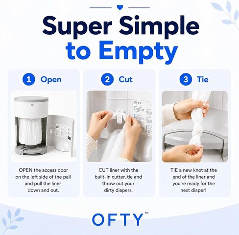 OFTY Diaper Pail Refills Compatible with Dekor Classic, 6 Pack Baby Powder Scent Continuous Disposal Bags, 32.8 ft Rolls, Holds Up to 2,970 Newborn Diapers in Kuwait